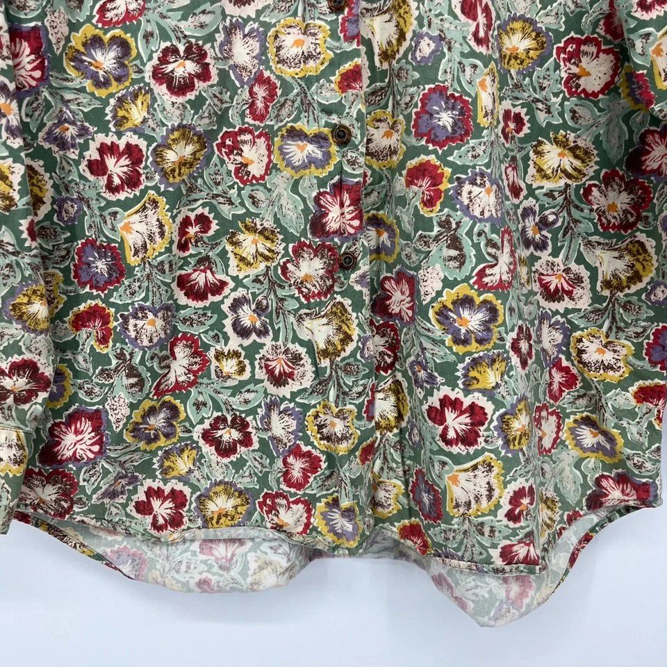 Royal Robbins Long Sleeve Button Shirt Women's M Green Vintage Floral Cotton - Image 3 of 4