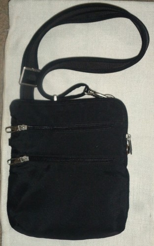TRAVELON Anti-Theft Classic Slim Double Zip Crossbody - Black pre-owned