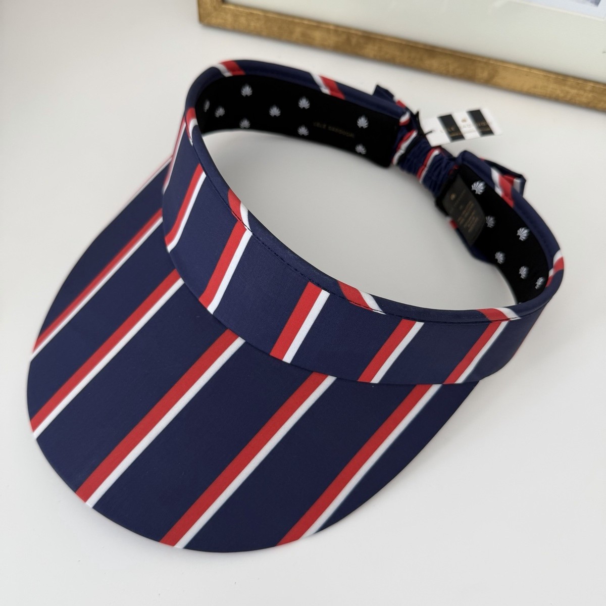 Lele Sadoughi women\'s navy blue Striped Cotton Bow Tie Visor hat 1752007429-imgi-37-lele-  main image 3