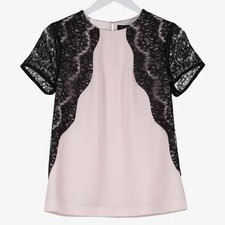 Image of TED BAKER Pink and Black lace Top Blouse ~ SIZE 2 UK 10 ~ NEW withOUT Tags