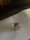 Vintage 18K Signed H.G.E. Victorian Style Faux Fire Opal Solitaire Band Ring 7 — photo 1