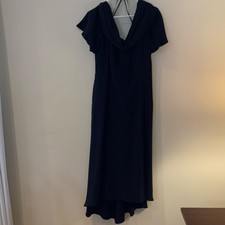 Artwear Couture Gown Dress Black Long Flutter Short Sleeve Cowl Neck Pullover