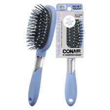Travel Hairbrush Detangler - Conair Velvet Touch Oval Brush Sky Blue