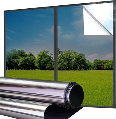 Einweg Spiegel Fenster Folie Silber Reflektierend Sichtschutz UV Wärmeregulierung