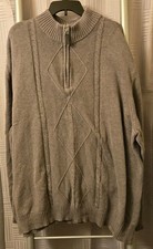 Liberty Blues Men's Gray Mock Turtleneck 1/4 Zip Sweater Knit Cotton 3XL Big