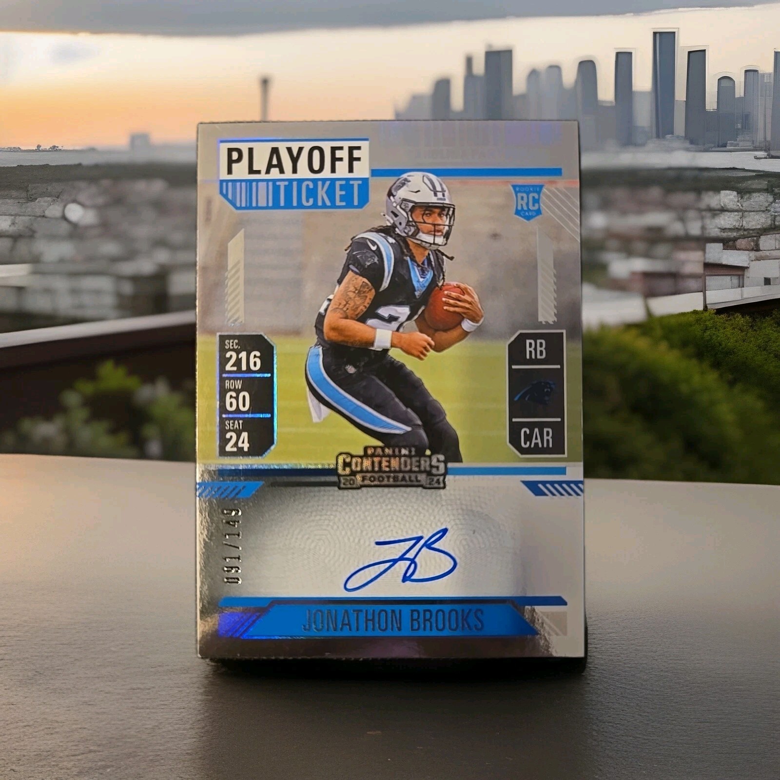 2024 Contenders Jonathon Brooks Playoff Ticket Auto /149 Panthers