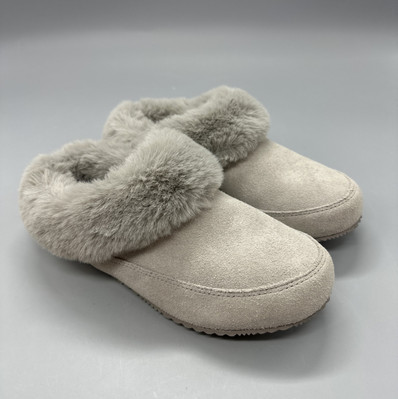 SOREL Go Coffee Run Slipper Dove/Sea Salt Gray Indoor/Outdoor Suede Faux Fur 8
