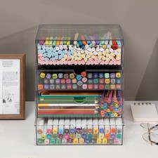 4 Drawer Plastic Desk Organizer for Office, Makeup  Craft Storage