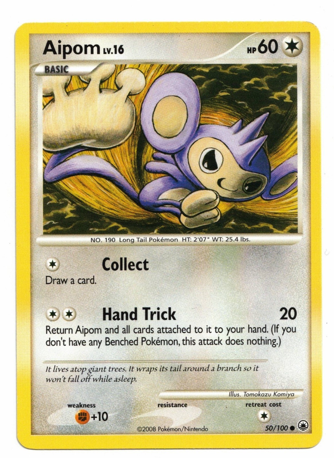 Pokemon Card: Aipom 50/100 D&P Diamond & Pearl Majestic Dawn Set! EX