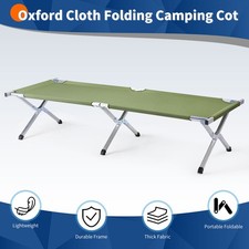 Folding Camping Cot with Carrying Bag Aluminium Hiking Army Green Outdoor