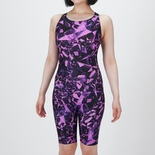 Mizuno Women  s Swim Fitness All-in-One Swimsuit Graphic Pattern Purple 2025SS