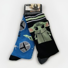 Star Wars Crew Socks 2 Pairs Mandalorian Child Grogu Baby Yoda Mens Medium 6-12