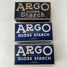 Vintage Lot of 3 Argo Gloss Laundry Starch 16oz Each Box Expired