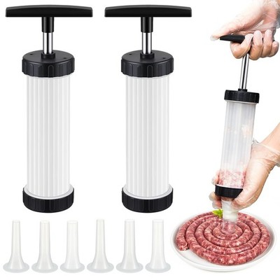 2 Set Sausage Stuffer Maker, Plastic Meat Filler Funnel, Meat Stuff... Fast Ship