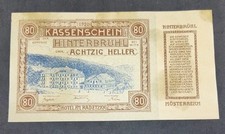 1920 Austria 80 Heller Notgeld Hinterbruhl