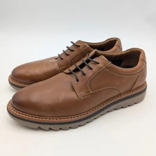 Johnston & Murphy Braydon Plain Toe Oxford Shoes Lace-Up Brown Size US8M EU41