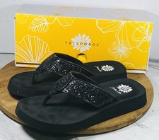 Yellow Box Flip Flops Black Glitter Sparkle Shiny Comfort Size 7.5