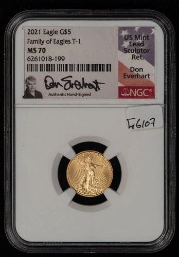 2021 G$5 1/10 oz Gold American Eagle - Type 1 - Don Everhart - NGC MS 70 - G6107