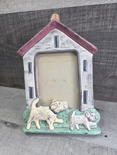 Dog Puppy Resin Picture Doghouse Frame 4"x6" Whimsical Primitive b20