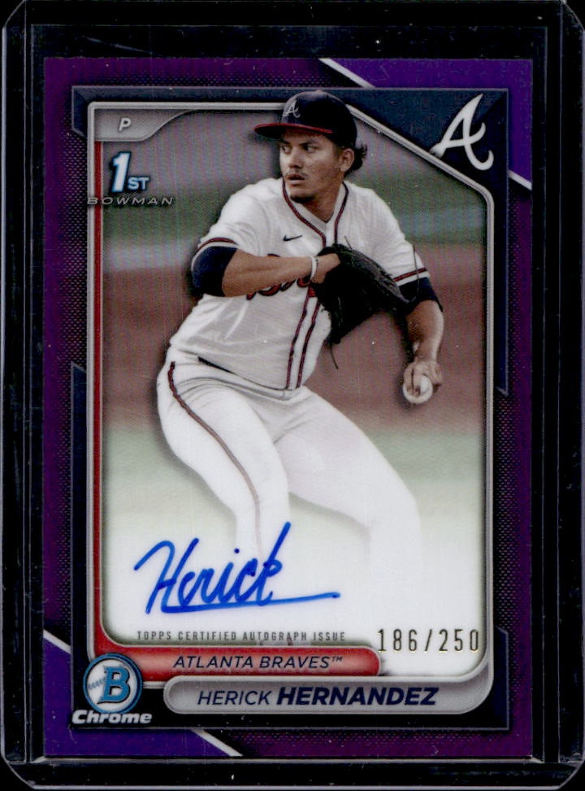 2024 Bowman Draft Herick Hernandez Chrome Auto Purple Refractor 1st #186/250
