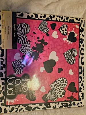 Recollections 12'' x 12'' Top Loading Photo Scrapbook Album black striped floral 