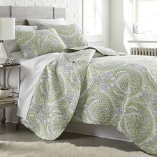 Paisley Quilt Bedding Set, Green Quilt Full / Queen 38 - Pure Melody Green