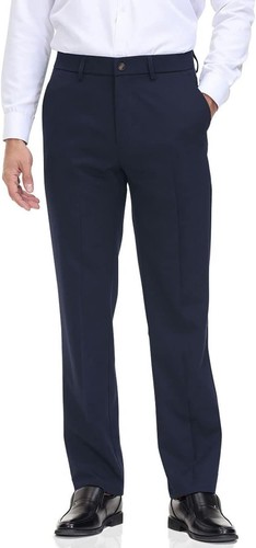 Pantalone elegante uomo vestibilità classica vita flessibile piatto davanti, comodo, capiente - Foto 7 di 42