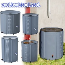 200-750L Faltbar Regenwassertank Regenwassertonne Wassertank mit Ablasshahn Grau