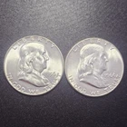 Lot Of 2 Franklin Liberty Bell Half Dollars 90% Silver Lot 1956 1960