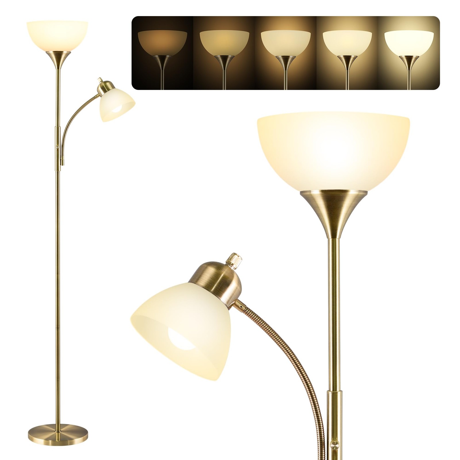 Dimmable Floor Lamp with Stepless Brightness Adjustable 9W LED Bulb Included-image