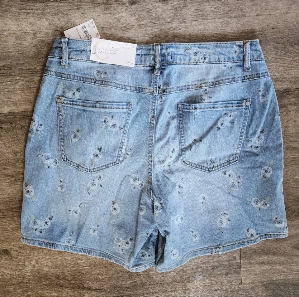 Pantalones cortos de mezclilla florales Cato ~ Nuevos con etiquetas ~ Talla 16W Foto 2 de 2