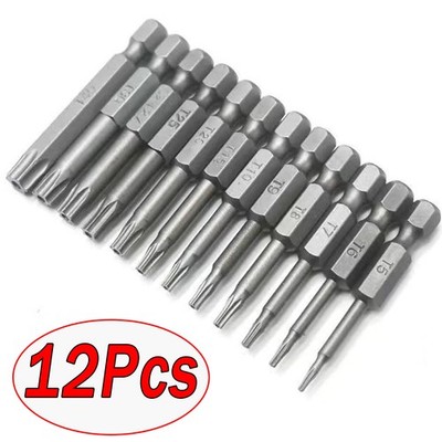 12Pcs Security Torx Bit Hex Key Allen Bit Set - For Power Drill & Impact Driver