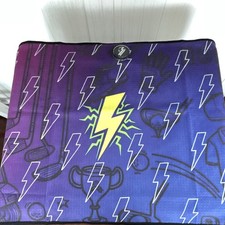 Purple/Blue Lightning Polyester Golf Towel w/ Hanging Loop & Carabiner, Magnet