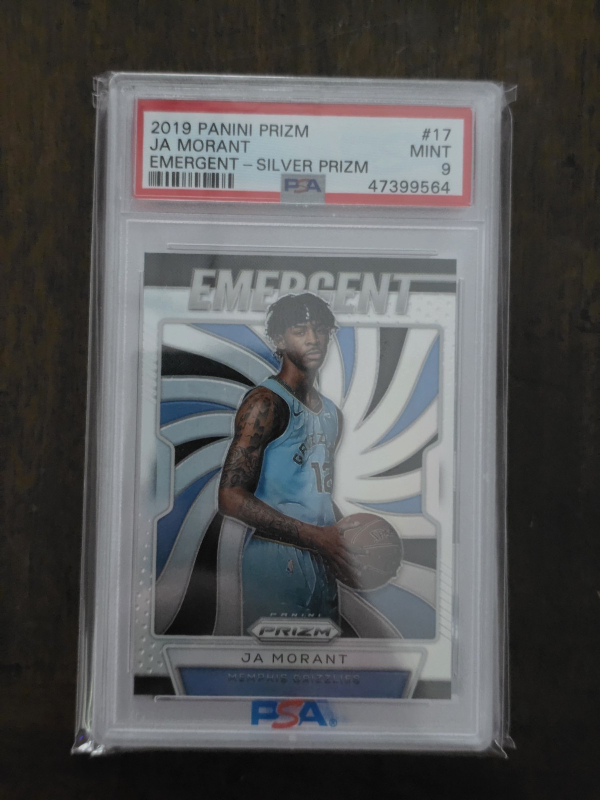 2019 PANINI PRIZM EMERGENT JA MORANT #17 SILVER PRIZM PSA 9 MEMPHIS GRIZZLIES