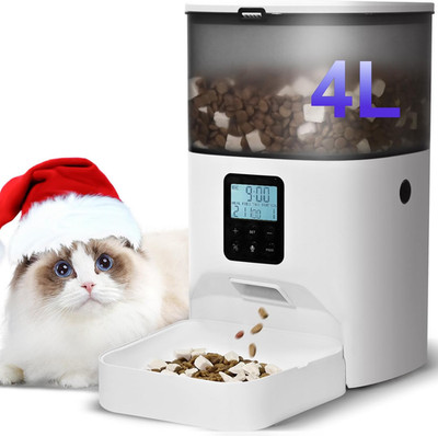 Automatic Cat Feeder, 4L Cat Food Dispenser with 10S Voice Recorder, Pet Feeder