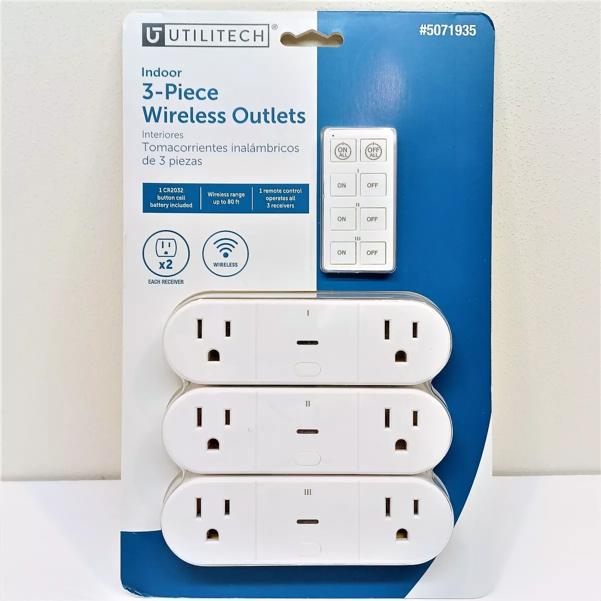 Utilitech Indoor 3-Piece Wireless Outlets #5071935 w/ Remote Control New R2