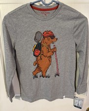 Tommy Bahama Kids Long Sleeve Going Fishing Pullover Shirt M-7/8 Gray New /