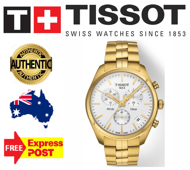 Tissot Pr100 Chronograh White Dial Gold 