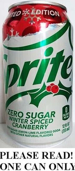 Winter Spiced Cranberry Sprite ZERO 12oz Christmas 2022 Limited