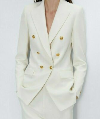 ZARA DOUBLE-BREASTED BUTTONED BLAZER 