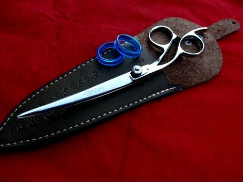 LEFT HANDED_7.5" Pet Grooming UPWARD CURVED Scissors dog/cat_Japanese Steel - Picture 2 of 12