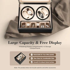 Man Wrist Watch Winder Box Display Double Automatic Watch Organizer Case Gift US