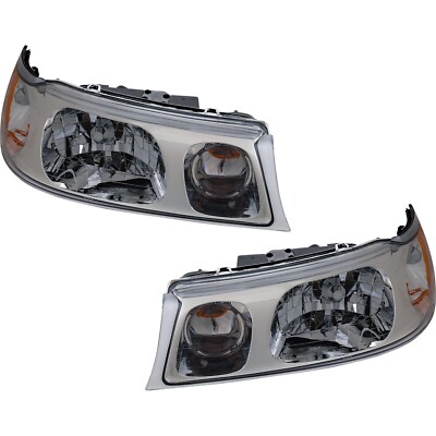 Front Headlight Set Compaible with 1998-2002 Lincoln Town w/Bulb
