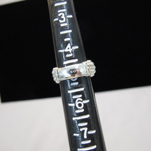 Anillo LAGOS Caviar Negro Cerámica Diamante y Plata de Ley Talla 5 C831 - Imagen 7 de 8