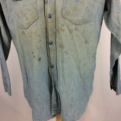 Vintage 40s 50s Sweet Orr Sanforized Chambray Denim Distressed USA