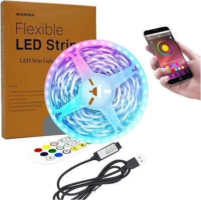 USB LED Light Strip 20ft with App and Remote Control WENICE Backlight TV 75-85''