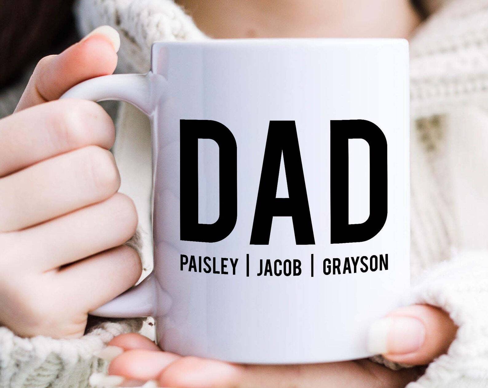 Taza de papá personalizada con nombres de niños taza de papá personalizada taza de regalo del día del padre