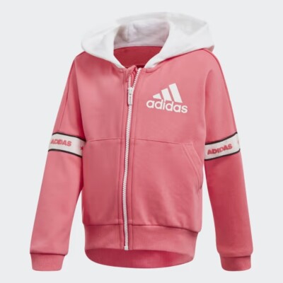 Adidas French Terry Climate Full Zip pink & weiß Mädchen Jacke Freizeit 6-7 Jahre NEU