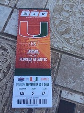 2016 MIAMI HURRICANES VS FLORIDA ATLANTIC COLLEGE FOOTBALL TICKET STUB 9/10