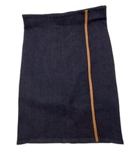 Lauren by Ralph Lauren Denim Skirt Leather Trim Accent Pencil Straight Size 4